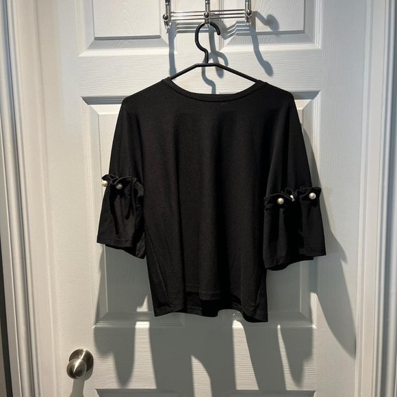 Zara Black Blouse with Pearls - Picture 4 of 4